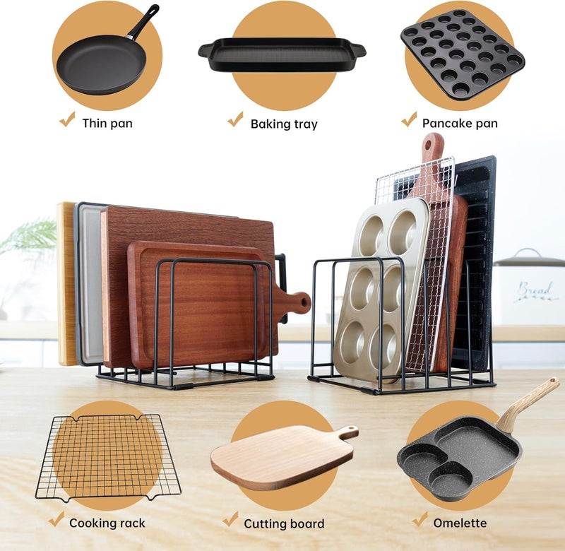 Eyskutvjc Cutting Board Organizer,Kitchen Cabinet Organizer,Divided Rack with 5 Slots for Baking Trays,Space-Saving Kitchen Storage for Cutting Boards, Cookie Sheet, Thin Pans and Baking Sheets Holder (1pcs) - Image 3